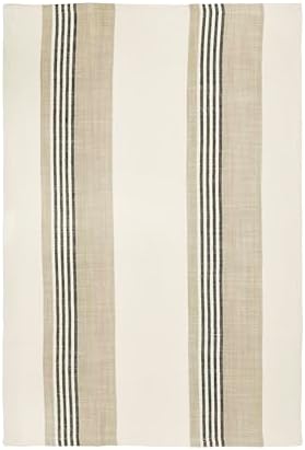 Creative Co-Op Striped Cotton Tea Towels Set of 3 Tan Grey