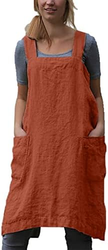Cotton Linen Apron Women Cross-Back - Pinafore