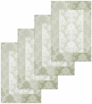 Sage Green Damask Hand Towels Set 4 Piece