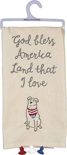 God Bless America Patriotic Embroidered Dish Towel