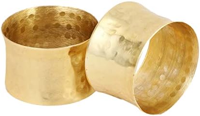 ITOS365 Handmade Golden Napkin Rings Holder Set of 12