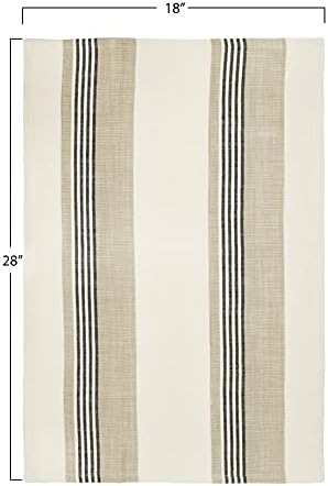 Creative Co-Op Striped Cotton Tea Towels Set of 3 Tan Grey