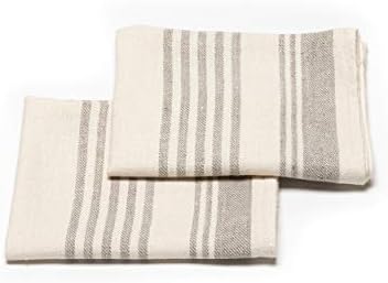LinenMe Set of 2 Cream Linen Tea Towels 47x70cm Handmade in Europe