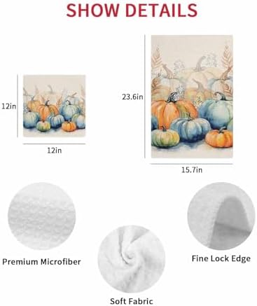 Blue Orange Pumpkins Hand Towels Set