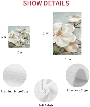 Retro White Flowers Hand Towels Set