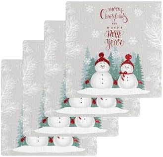 12x12 Christmas Snowman Dish Towels Set
