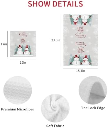 12x12 Christmas Snowman Dish Towels Set