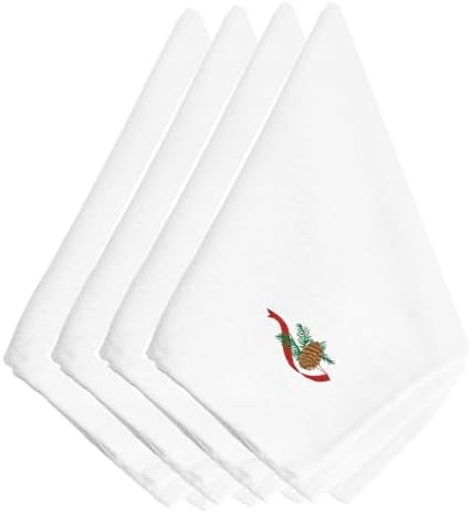 Carolines Treasures Christmas Pine Cone Napkins Set - 20 x 20 Red Embroidery Washable