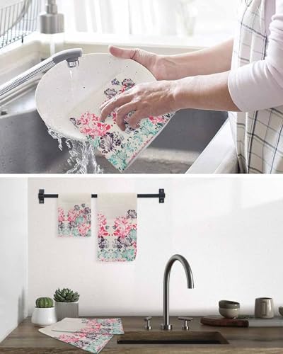 Multicolor Waffle Weave Dish Towel Set 2 Pieces