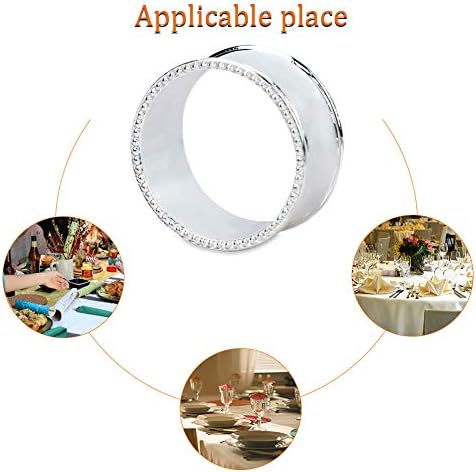 6 Stainless Steel Napkin Rings Silver