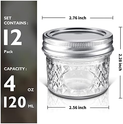 Asika Mini Glass Jars Canning Jars 4 oz With Lids