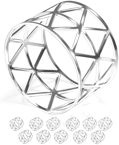 12 Pack Napkin Rings Silver Design for Weddings Dinners Parties Christmas Silver