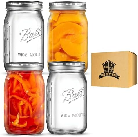 Wide-Mouth Mason Jars Set of 4 32 oz