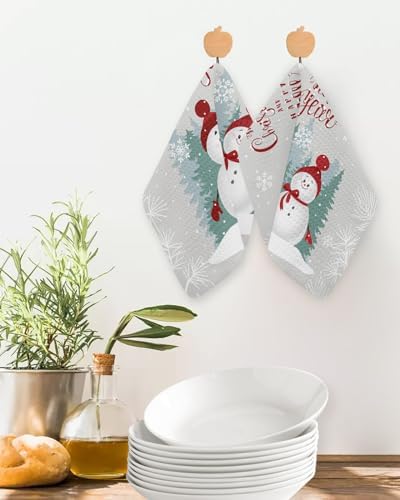 12x12 Christmas Snowman Dish Towels Set