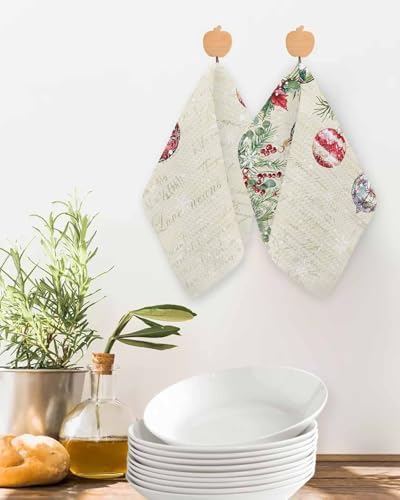 Christmas Dish Towels Set Waffle Weave