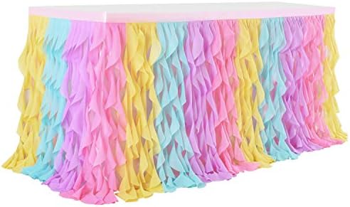 Rainbow Curly Willow Table Skirt