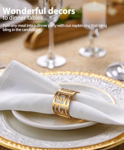 Elevate Your Dining Table with URWOOW Hollow Out Napkin Rings Holder Gold