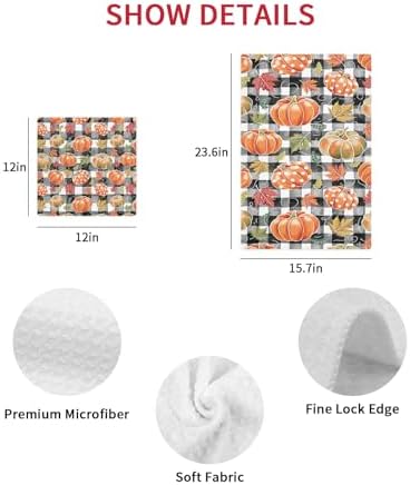 Buffalo Plaid Pumpkins Dish Towels Set