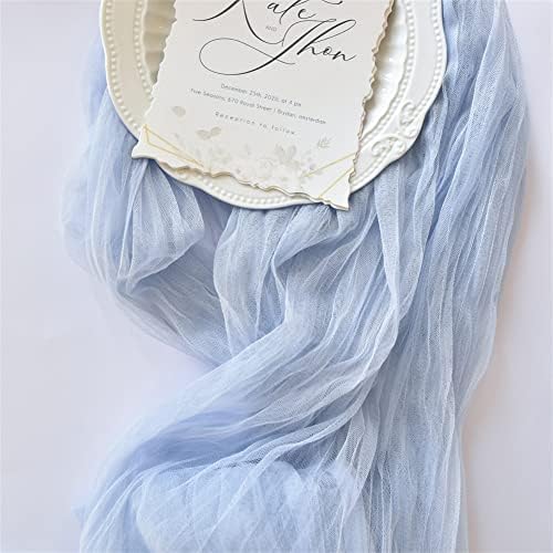 Joanlody Blue Easter Cheesecloth Table Runner
