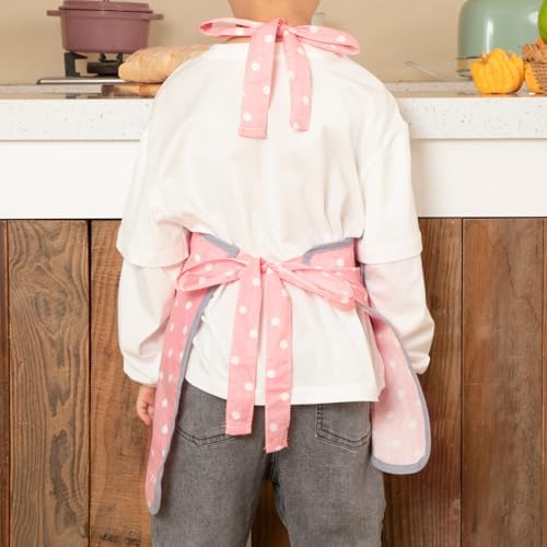 NEOVIVA Kids Apron and Oven Mitts Set for Play Kitchen