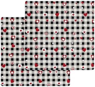Rustic Plaid Black Waffle Kitchen Dish Towels Set of 2