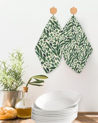 Fresh Soft Tree Leaf Waffle Kitchen Dish Towels Set of 4 12x12