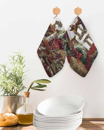 Habtucy 12x12 Waffle Dish Towels Perfect for Christmas Harvest Red 2-Pack