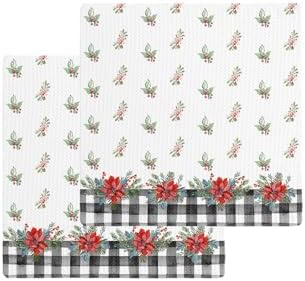 Falaniique Christmas Plaid Waffle Dish Towels Set of 2 1