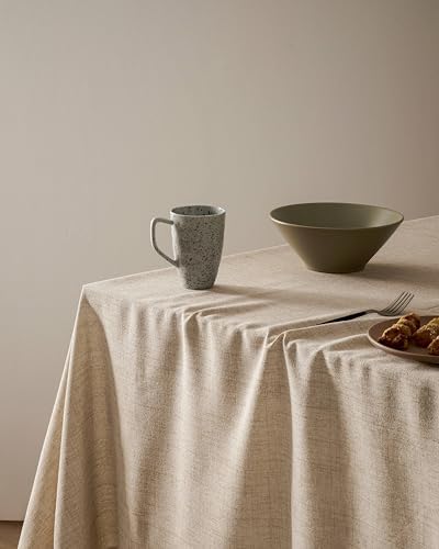 60x84 inch water-resistant linen tablecloth farmhouse style