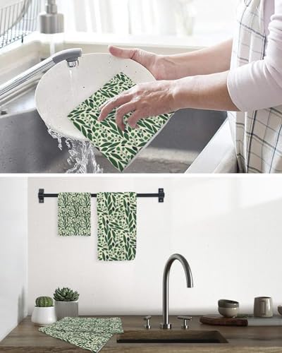 Fresh Soft Tree Leaf Waffle Kitchen Dish Towels Set of 4 12x12