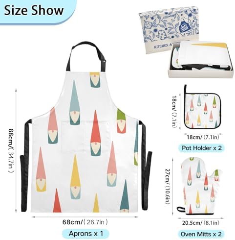 Adjustable Christmas Gnomes Kitchen Apron Set