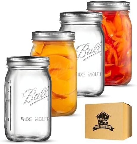 Wide-Mouth Mason Jars Set of 4 32 oz