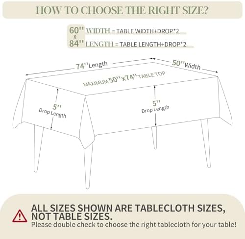 Sturdy White Tablecloth for 6-Foot Tables