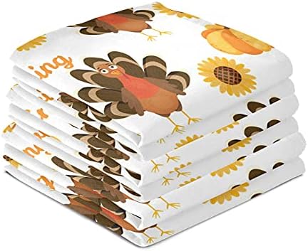 Perfect Thanksgiving Kitchen Set Soft Absorbent Turkey Sunflower Dish Towels