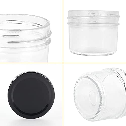 EkkoVla 40-Piece Glass Jars with Black Lids