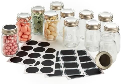 Mini Mason Jars with Chalkboard Labels Lids 12 Pack