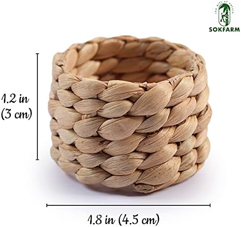 Water Hyacinth Napkin Rings Set of 12 Rustic Braided Design