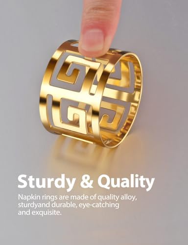 Elevate Your Dining Table with URWOOW Hollow Out Napkin Rings Holder Gold