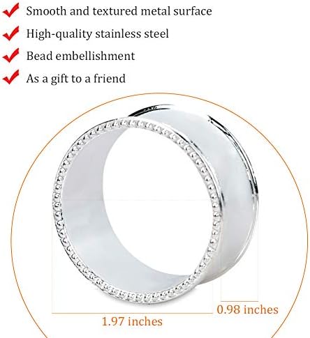 6 Stainless Steel Napkin Rings Silver