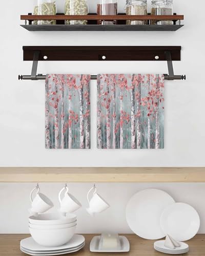 Pink Tree Leaves Hand Towels Set