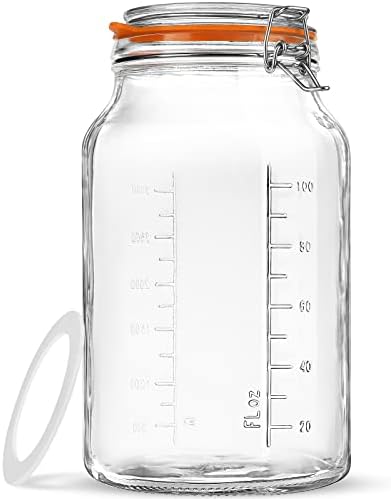 Folinstall Super Wide Mouth 1 Gallon Glass Jar with Airtight Lid