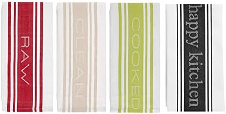 Mixed Traditional Center Band Cotton Oversized 20x30 Striped Dishtowel Set