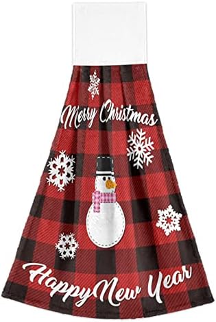 Aslsiy Christmas Snowman Plaid Kitchen Towel Set of 2