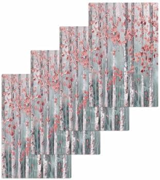 Pink Tree Leaves Hand Towels Set