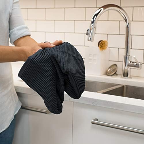 Now Designs Ripple Kitchen Towels Set of 2 Black - Declutter Your Kitchen Instantly