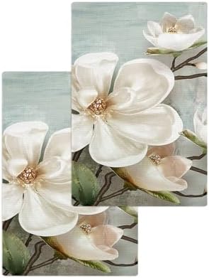 Retro White Flowers Hand Towels Set