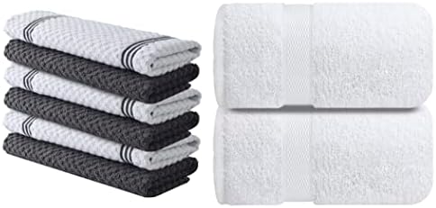Infinitee Xclusives Kitchen Towels Soft Absorbent 100 Cotton Set of 6