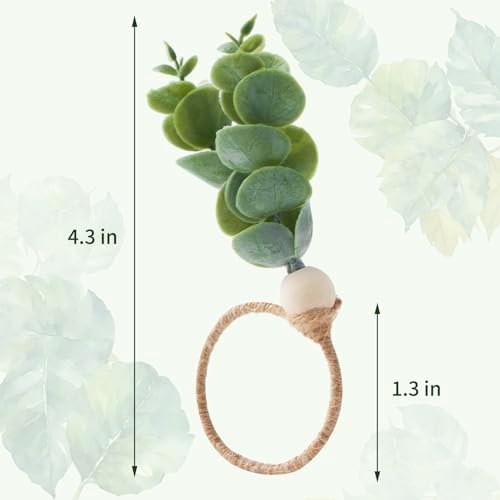 Bohemian Eucalyptus Napkin Rings 6-Piece Set for Weddings and Parties
