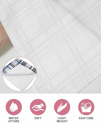 Habitucy Blue Black Plaid Hand Towels Set Retro Farmhouse Kitchen