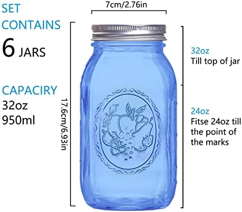 ElegantBlue 6-Piece Mason Jars